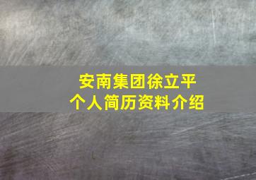 安南集团徐立平个人简历资料介绍