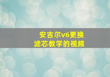 安吉尔v6更换滤芯教学的视频