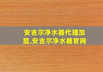 安吉尔净水器代理加盟,安吉尔净水器官网