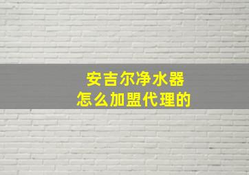 安吉尔净水器怎么加盟代理的