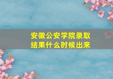 安徽公安学院录取结果什么时候出来