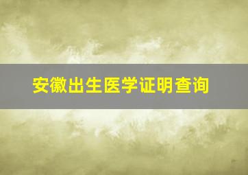 安徽出生医学证明查询