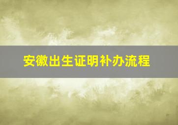 安徽出生证明补办流程