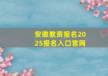 安徽教资报名2025报名入口官网