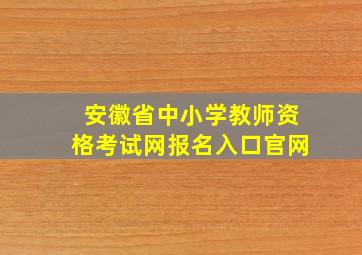 安徽省中小学教师资格考试网报名入口官网