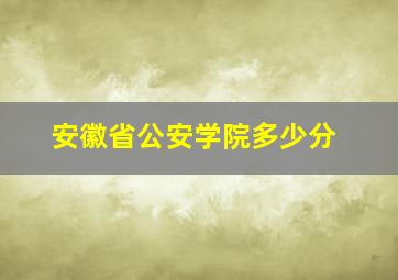 安徽省公安学院多少分