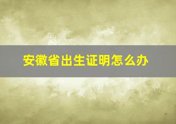 安徽省出生证明怎么办