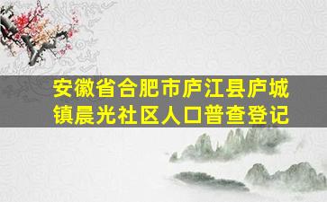 安徽省合肥市庐江县庐城镇晨光社区人口普查登记