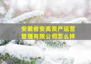 安徽省安高资产运营管理有限公司怎么样