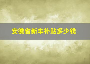 安徽省新车补贴多少钱