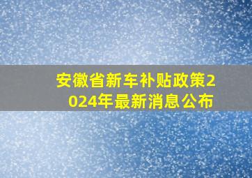 安徽省新车补贴政策2024年最新消息公布