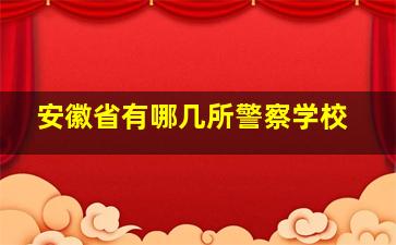 安徽省有哪几所警察学校