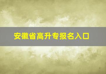 安徽省高升专报名入口