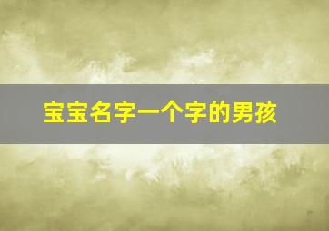 宝宝名字一个字的男孩