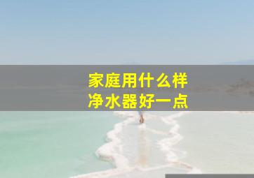 家庭用什么样净水器好一点