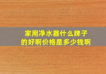 家用净水器什么牌子的好啊价格是多少钱啊