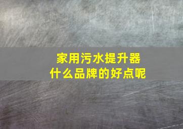 家用污水提升器什么品牌的好点呢