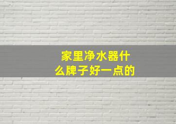 家里净水器什么牌子好一点的