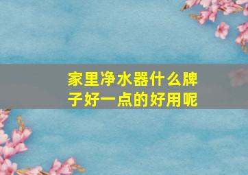 家里净水器什么牌子好一点的好用呢