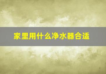 家里用什么净水器合适