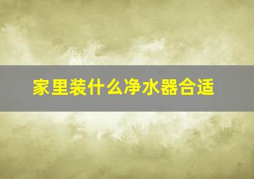 家里装什么净水器合适