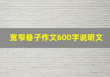 宽窄巷子作文600字说明文