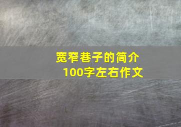 宽窄巷子的简介100字左右作文