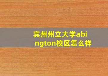 宾州州立大学abington校区怎么样