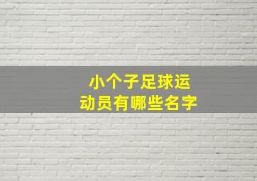 小个子足球运动员有哪些名字