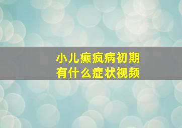 小儿癫疯病初期有什么症状视频