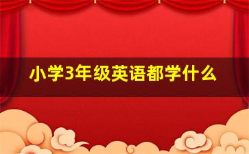 小学3年级英语都学什么