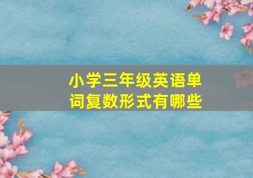 小学三年级英语单词复数形式有哪些