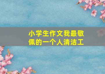 小学生作文我最敬佩的一个人清洁工