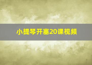 小提琴开塞20课视频