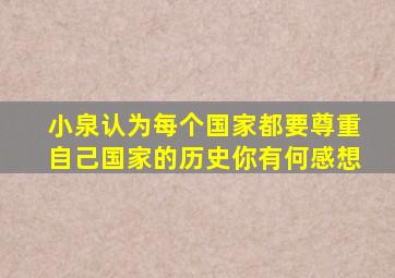 小泉认为每个国家都要尊重自己国家的历史你有何感想