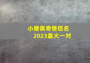 小猪佩奇情侣名2023最火一对