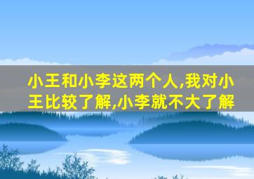 小王和小李这两个人,我对小王比较了解,小李就不大了解