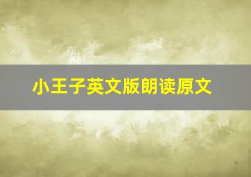 小王子英文版朗读原文