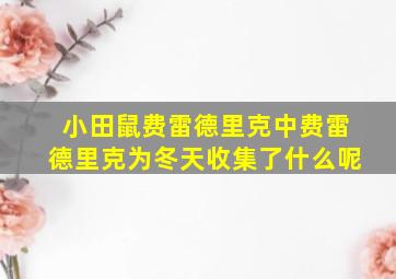 小田鼠费雷德里克中费雷德里克为冬天收集了什么呢