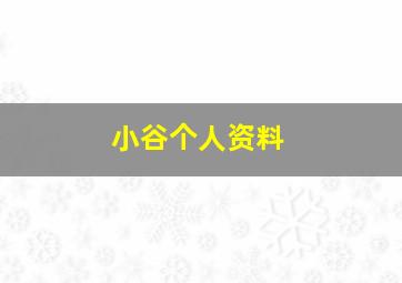 小谷个人资料