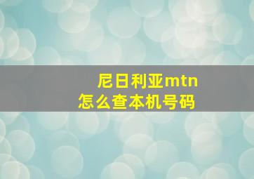 尼日利亚mtn怎么查本机号码