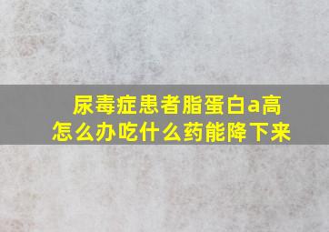 尿毒症患者脂蛋白a高怎么办吃什么药能降下来