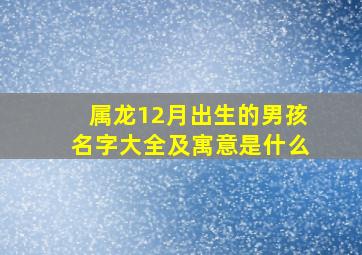 属龙12月出生的男孩名字大全及寓意是什么