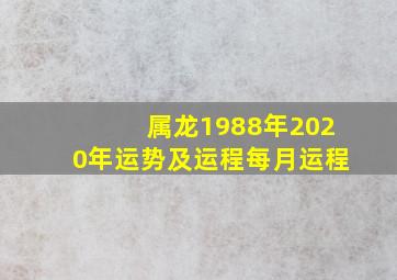 属龙1988年2020年运势及运程每月运程