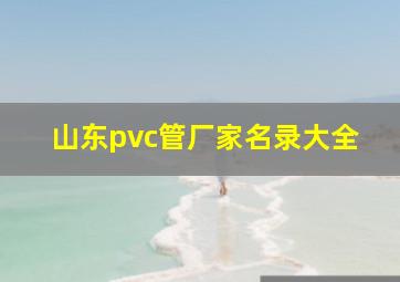 山东pvc管厂家名录大全