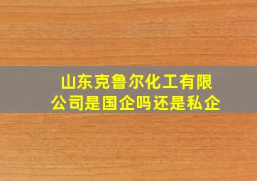 山东克鲁尔化工有限公司是国企吗还是私企