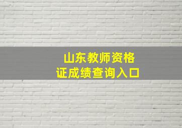 山东教师资格证成绩查询入口