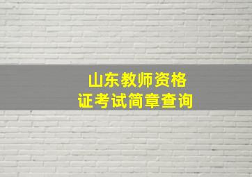 山东教师资格证考试简章查询