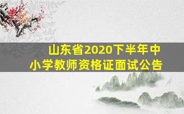 山东省2020下半年中小学教师资格证面试公告