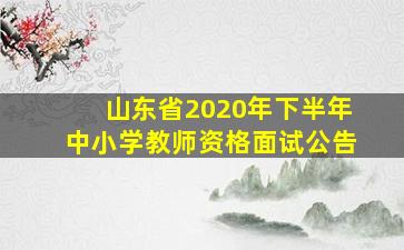 山东省2020年下半年中小学教师资格面试公告